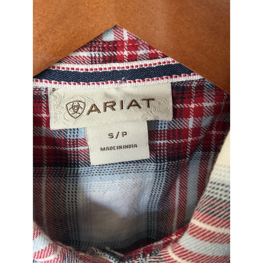 Ariat Sleeveless Plaid Button Down Top Sequined Pocket Western Rodeo Size S - Picture 3 of 4